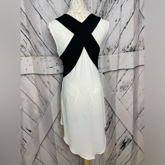 BCBGMaxazria Veronika High/Low Sleeveless Top Black White S - Picture 6 of 9